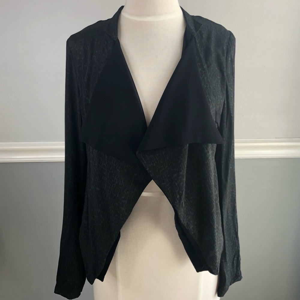 Urban Outfitters Silence + Noise Waterfall Animal Print Silk Blazer, Small